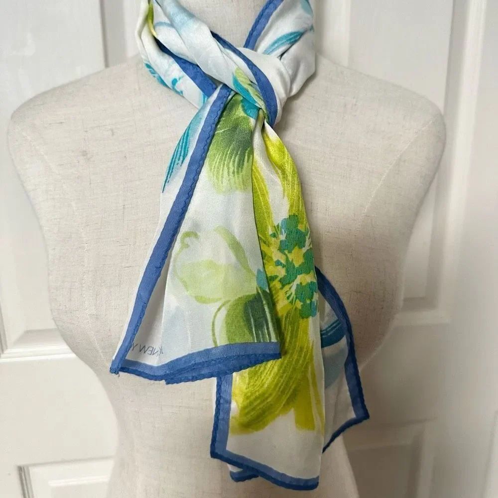 Jones New York blue and green floral scarf